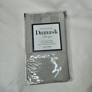 CHARTER CLUB DAMASK STRIPE PILLOWCASES PIMA COTTON 550 THREAD COUNT Gray Macy's